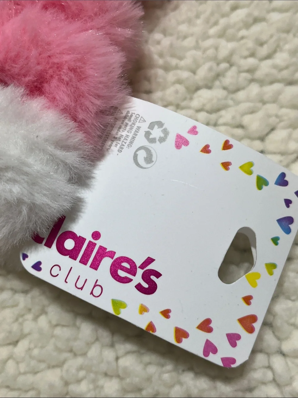 Claire’s Club Pink & White Faux Fur Unicorn Scrunchie Set NWT | Fluffy Fuzzy